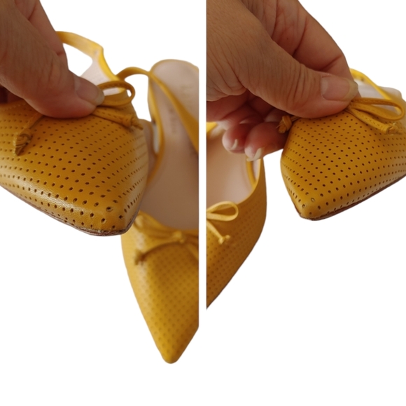 Kate Spade Yellow Sling Back Leather Flats - Picture 5 of 16